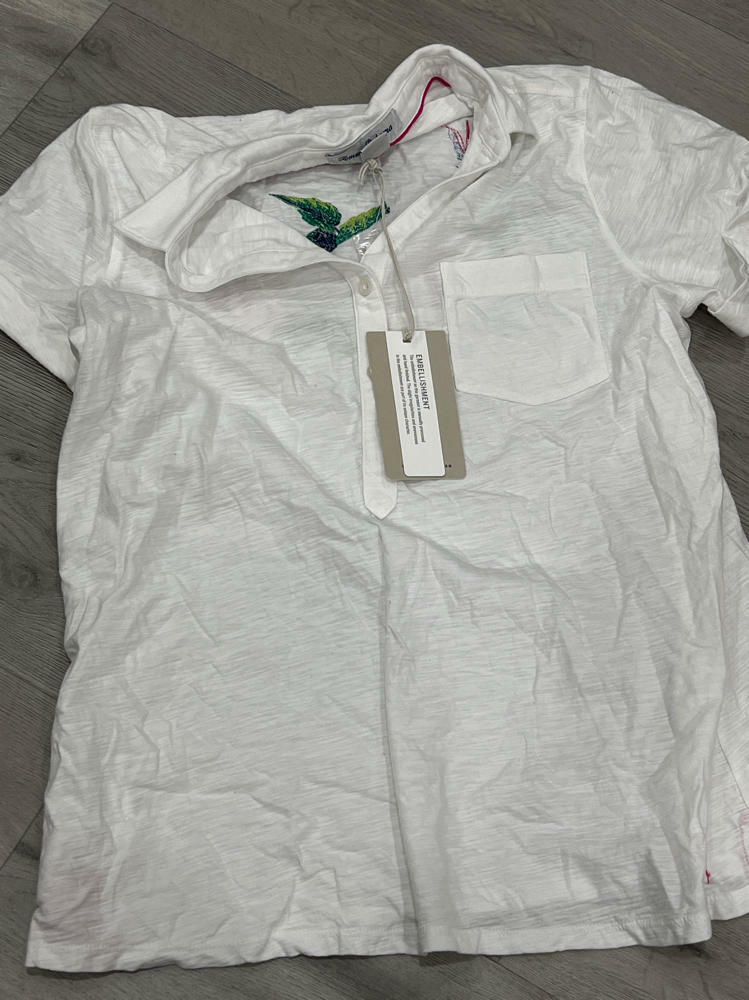 Tommy Bahama Women's Polo Shirt White Small S Embroidered Split Neck $99 185