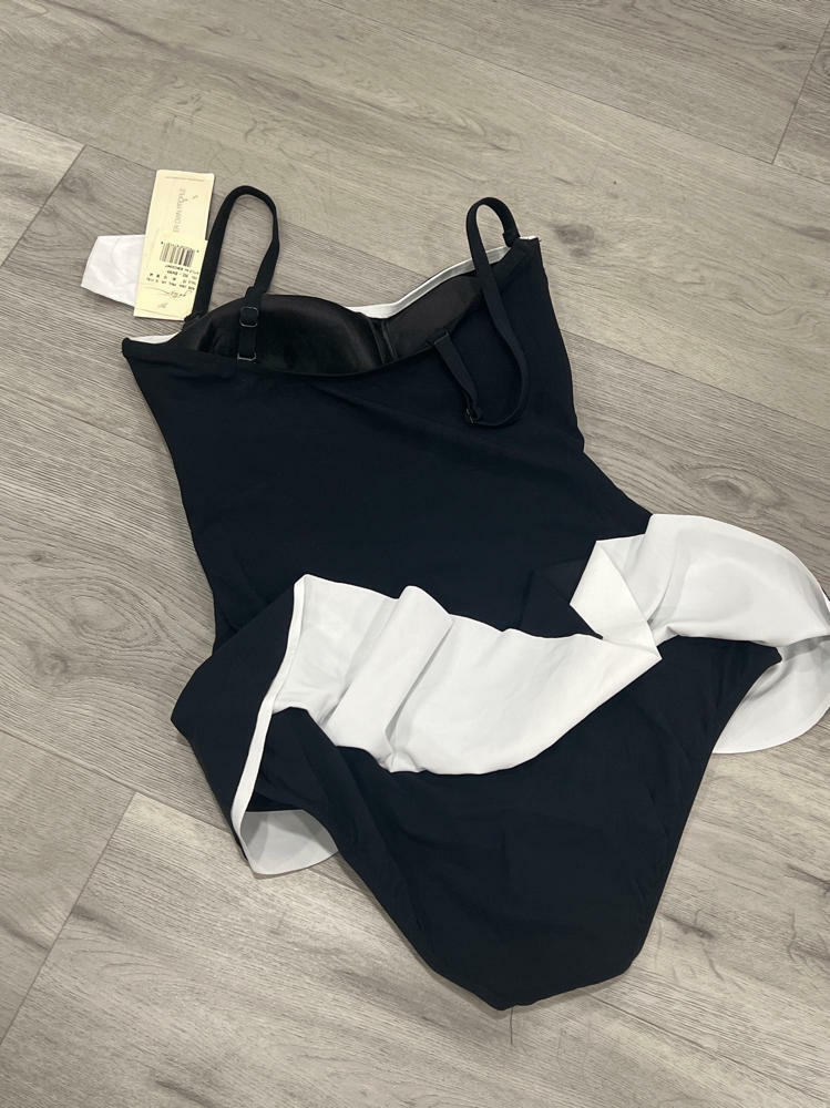 Profile by Gottex Belle Curve Bandeau Swimsuit dress black and white