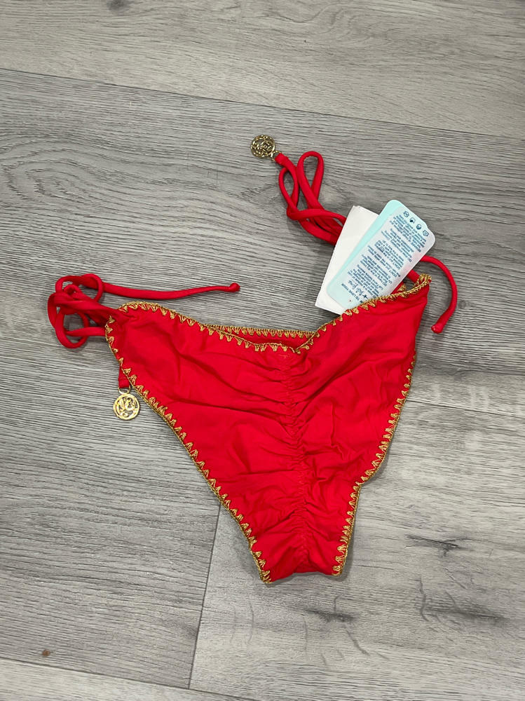 Wavy Ruched Back Brazilian Tie Side Bottom by Luli Fama