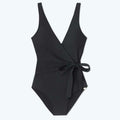 Summersalt The Perfect Wrap One Piece Swimsuit Black V-Neck Side Tie NEW