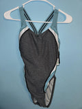 Speedo Women's Swimsuit One Piece Creora Highclo Quantum Splice High Cut Solid Heather Porcelain