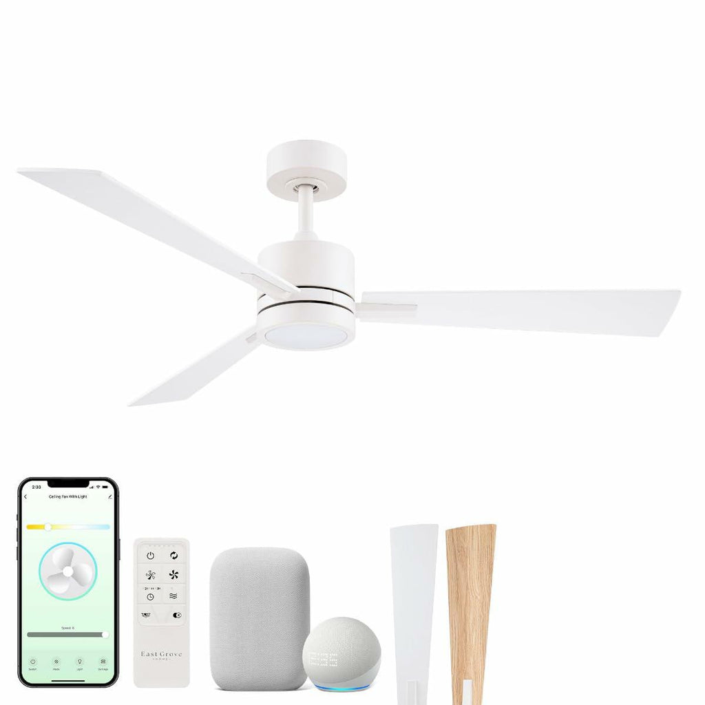 Bali 52in 3-Blade Smart Indoor or Outdoor Ceiling Fan 2700K-6000K CCT Tunable