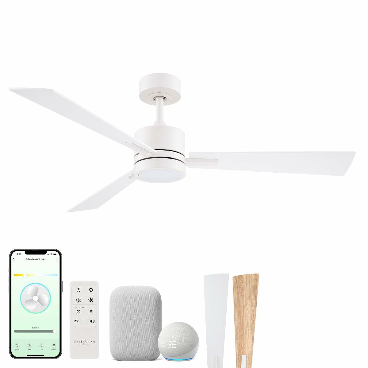 Bali 52in 3-Blade Smart Indoor or Outdoor Ceiling Fan 2700K-6000K CCT Tunable