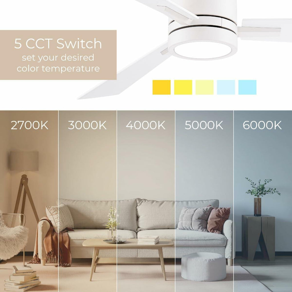 Bali 52in 3-Blade Smart Indoor or Outdoor Ceiling Fan 2700K-6000K CCT Tunable