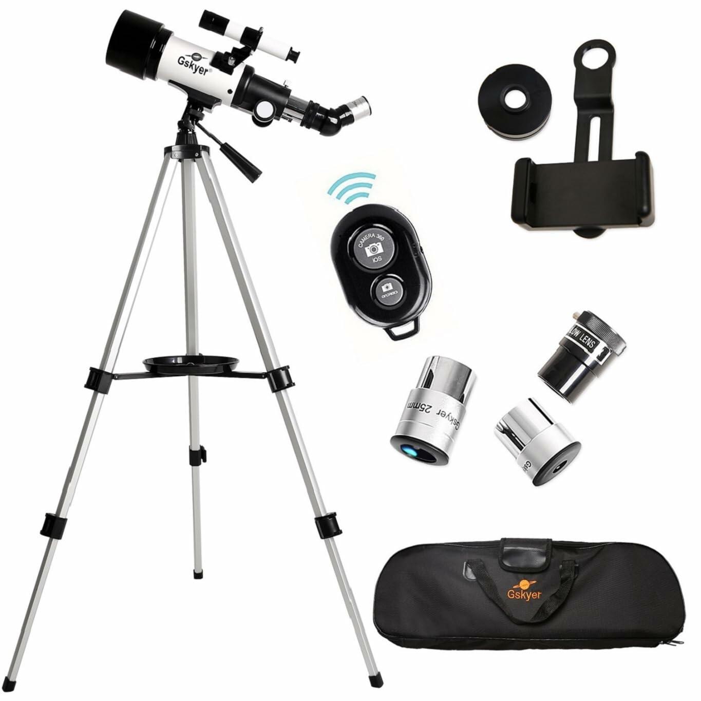 Gskyer Telescope, 70mm Aperture 400mm AZ Mount Astronomical Refracting Telescope