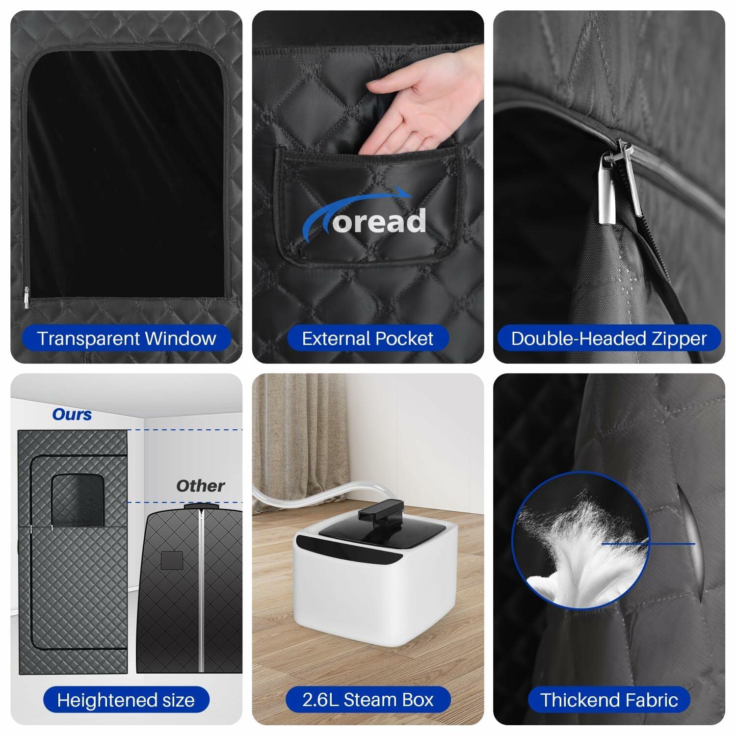 TOREAD Portable Steam Sauna Tent for Home, Full Size Sauna Box Portable Sauna