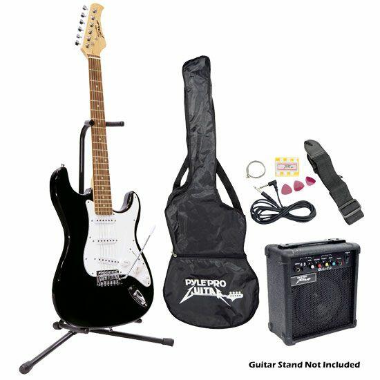 Pyle PEGKT15B - Beginners Electric Guitar Kit  Includes Amplifier & Accessories (Black)