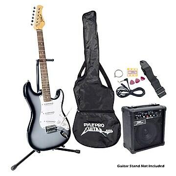 Pyle PEGKT15B - Beginners Electric Guitar Kit  Includes Amplifier & Accessories (Black)