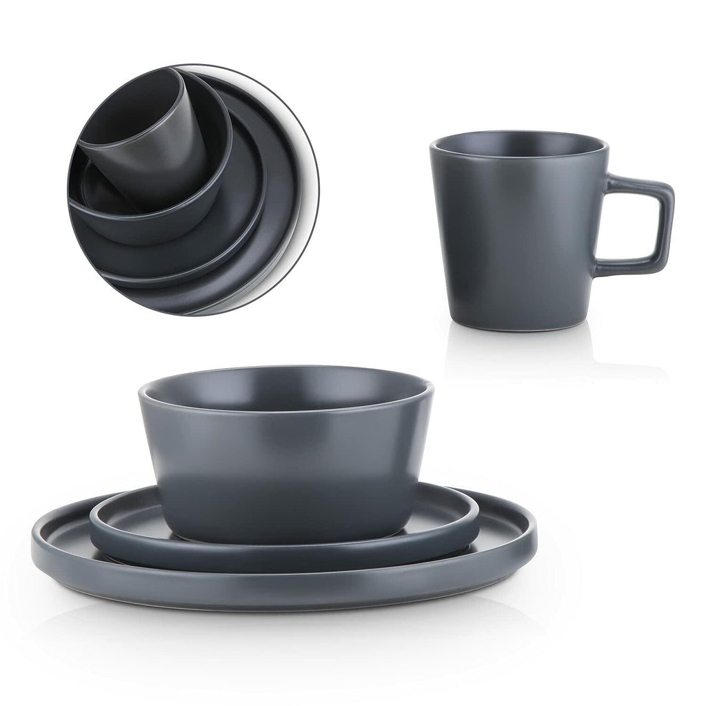 Stone Lain 32 Piece Stoneware Dinnerware Set, Service for 8, Gray Matte