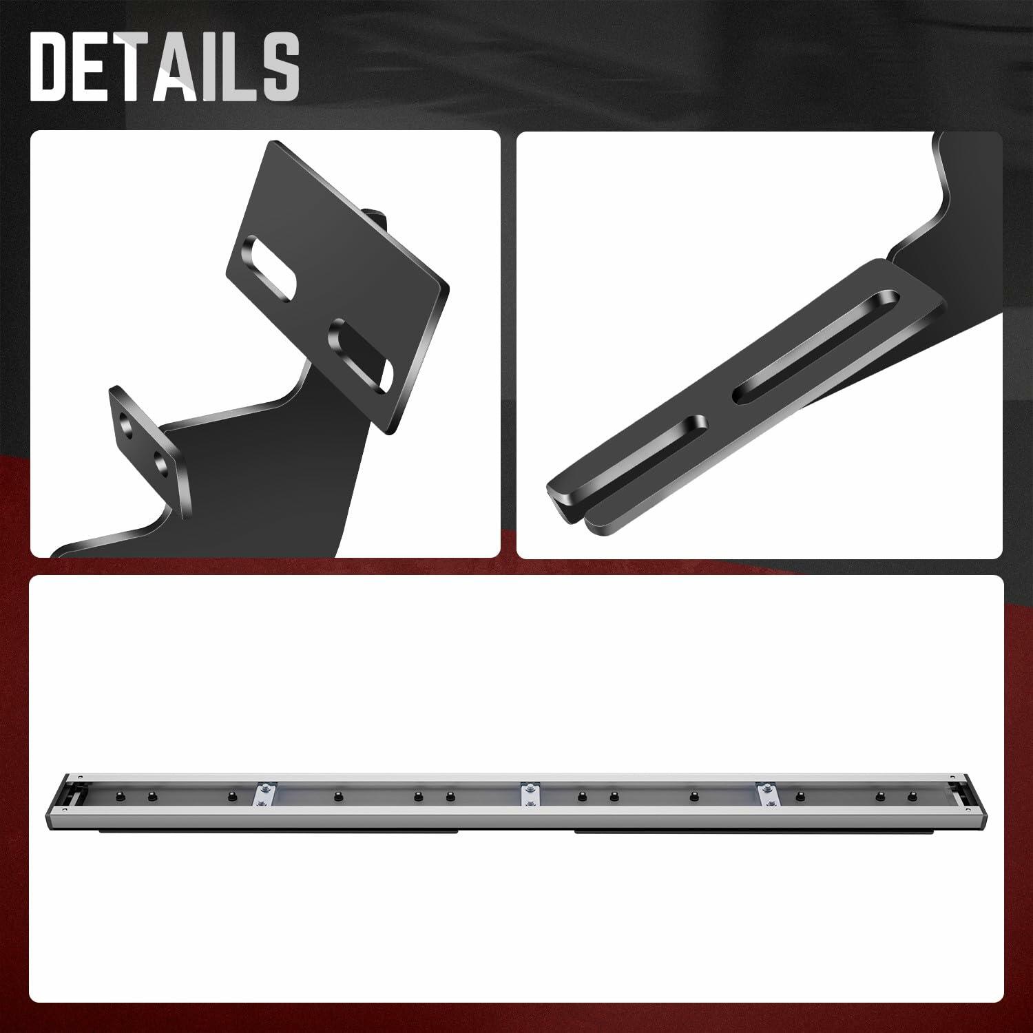 DNA Motoring 6.75" Wide Flat Running Boards Side Step Bars Compatible with 2011-2023 Ram 2500 3500 Crew Cab 4-Dr, Stainless Steel, Chrome/Black, STEPB-A-0029