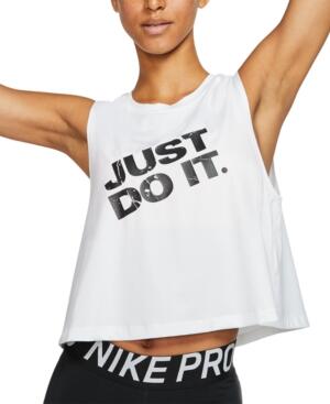 Nike Women's Pro Dri-fit Printed-Logo Cropped Tank Top