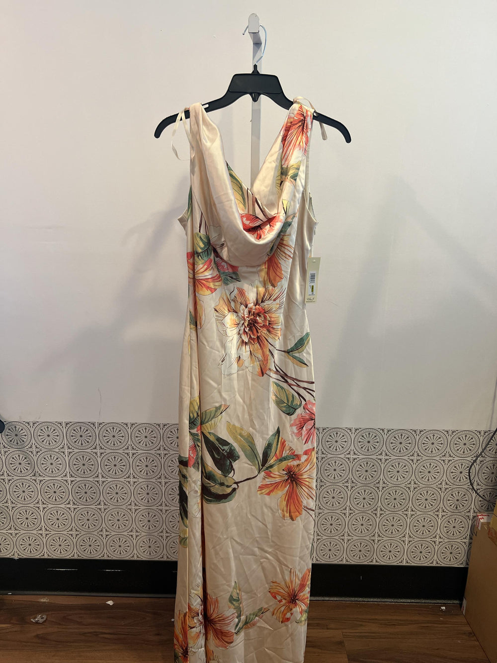 Eliza J Sleeveless Drape Neck Gown size 14 some snags