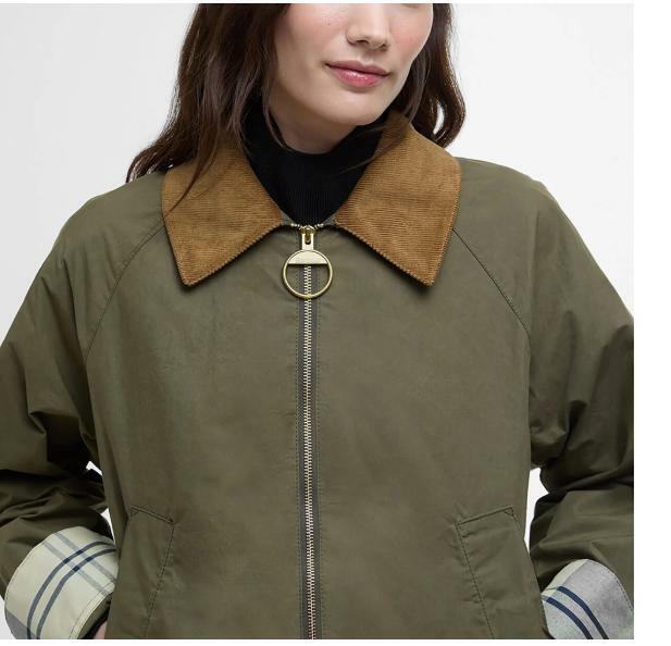 Barbour Women's Catlin Showerproof Jacket, Dusky Green/Ancient Tartan, 14