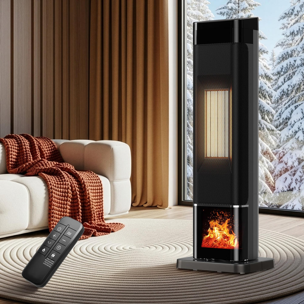 Uthfy Space Heater for indoor use, Large Room with 3D 26 Inch, Black