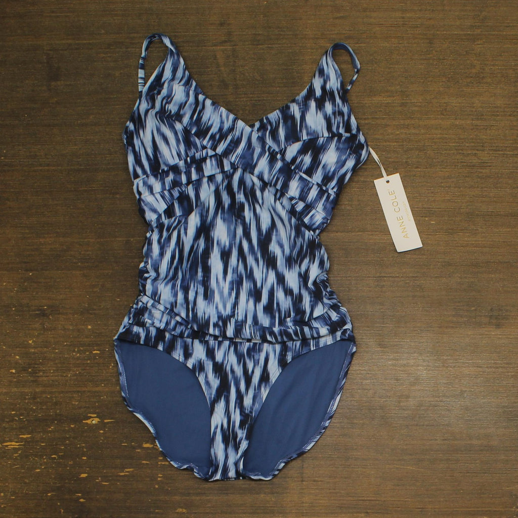 Anne Cole Ikat Hidden Underwire Drape Front One Piece Swimsuit