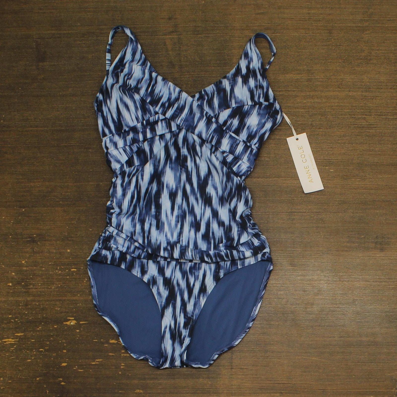 Anne Cole Ikat Hidden Underwire Drape Front One Piece Swimsuit