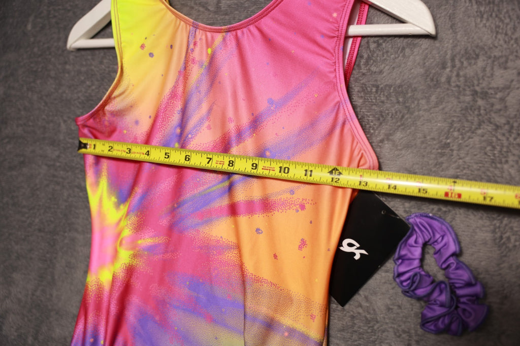 NEW Tie Dye Choice of Champions Gymnastics CL Elite Leotard w/ Scrunnci Size AL