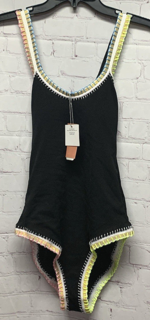 Pq Swim X Solange Ferrarini Medium Swimsuit Crochet Trim One-Piece Black New