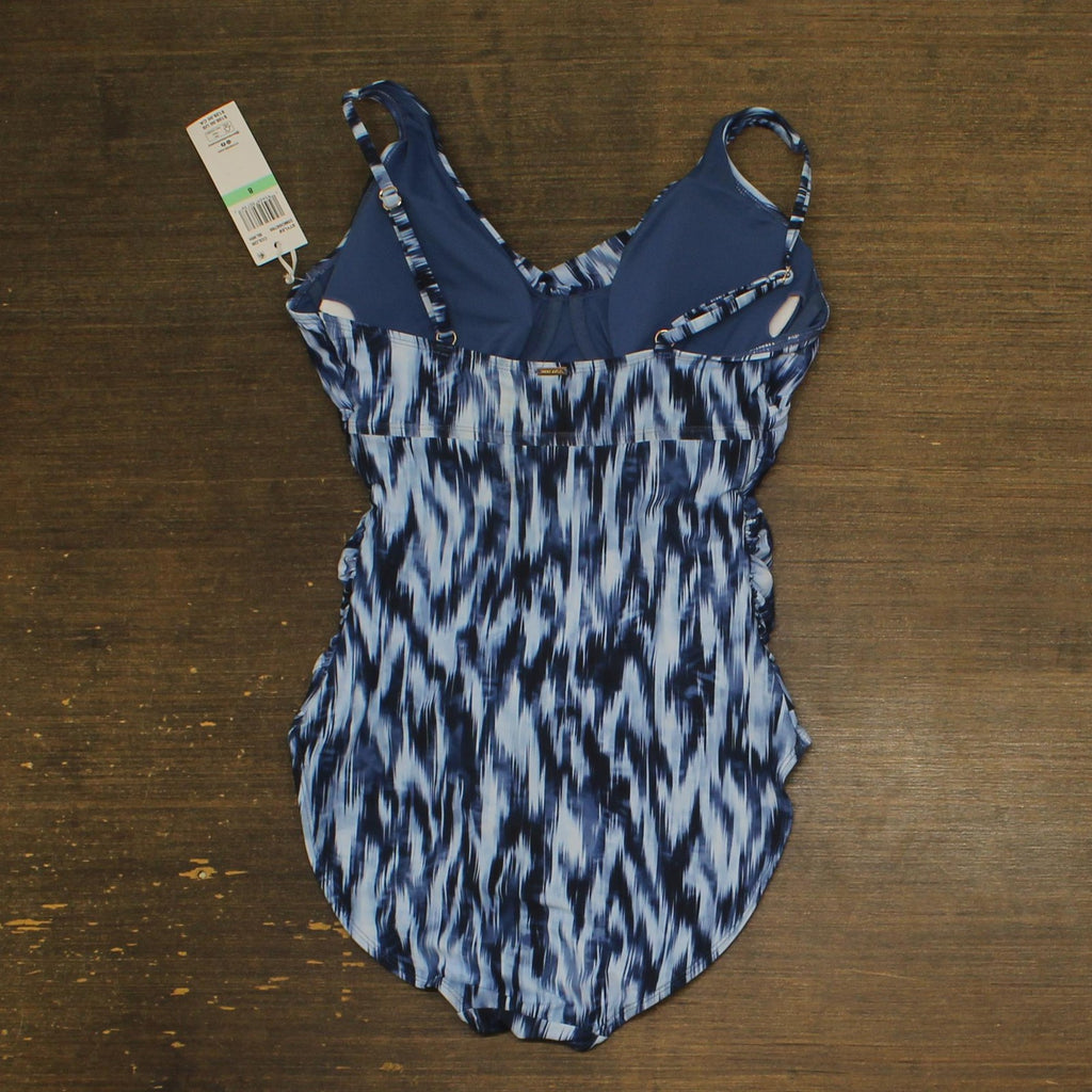 Anne Cole Ikat Hidden Underwire Drape Front One Piece Swimsuit
