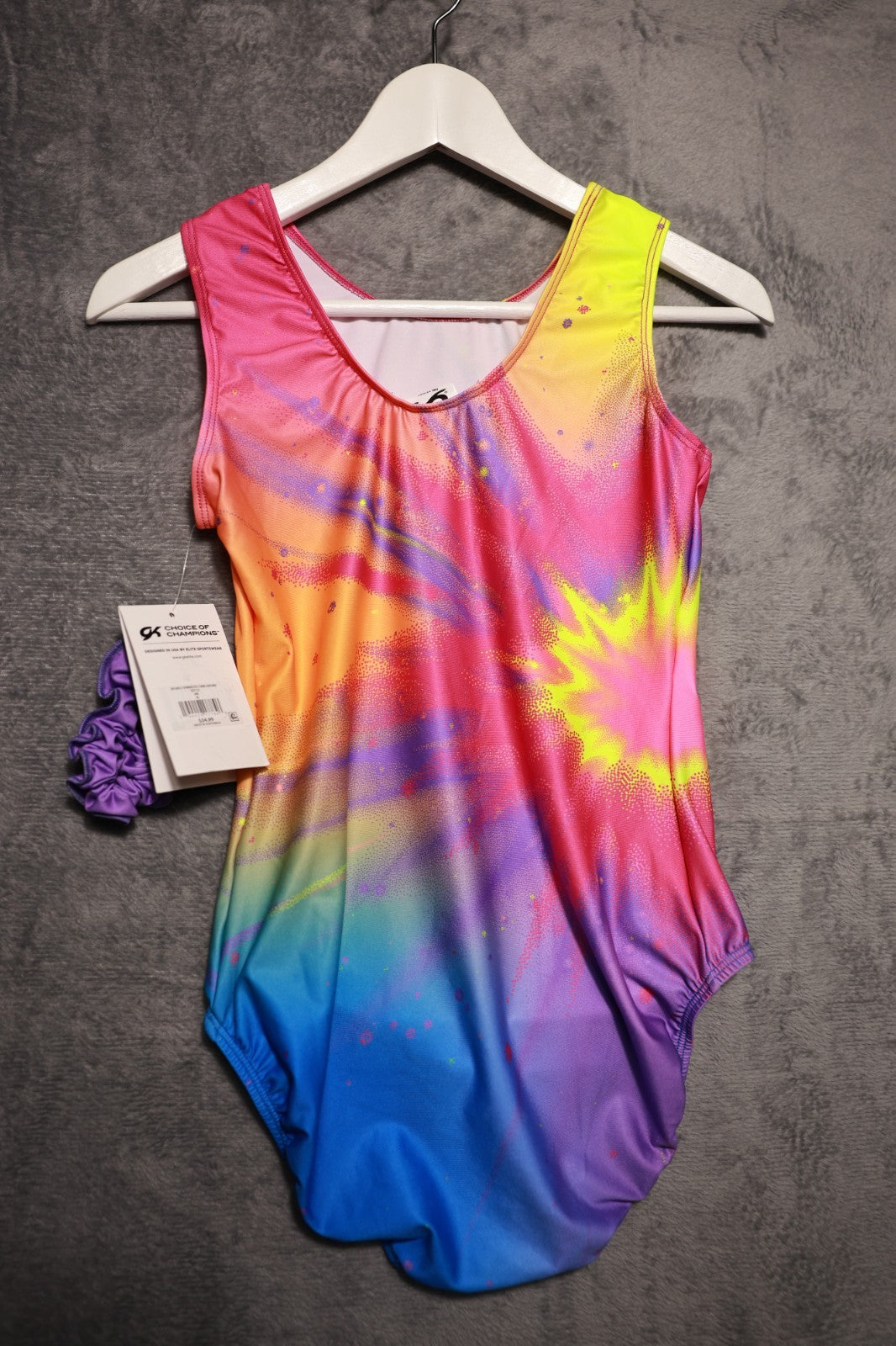 NEW Tie Dye Choice of Champions Gymnastics CL Elite Leotard w/ Scrunnci Size AL