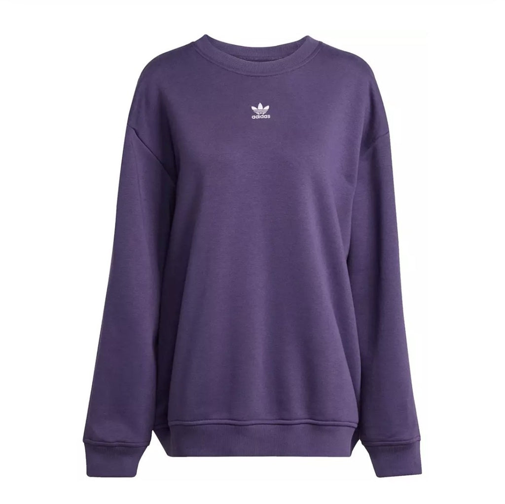 new Adidas women's Essentials Fleece Long Oversized Crew Sweatshirt purple