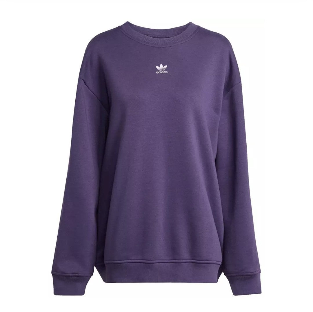 new Adidas women's Essentials Fleece Long Oversized Crew Sweatshirt purple