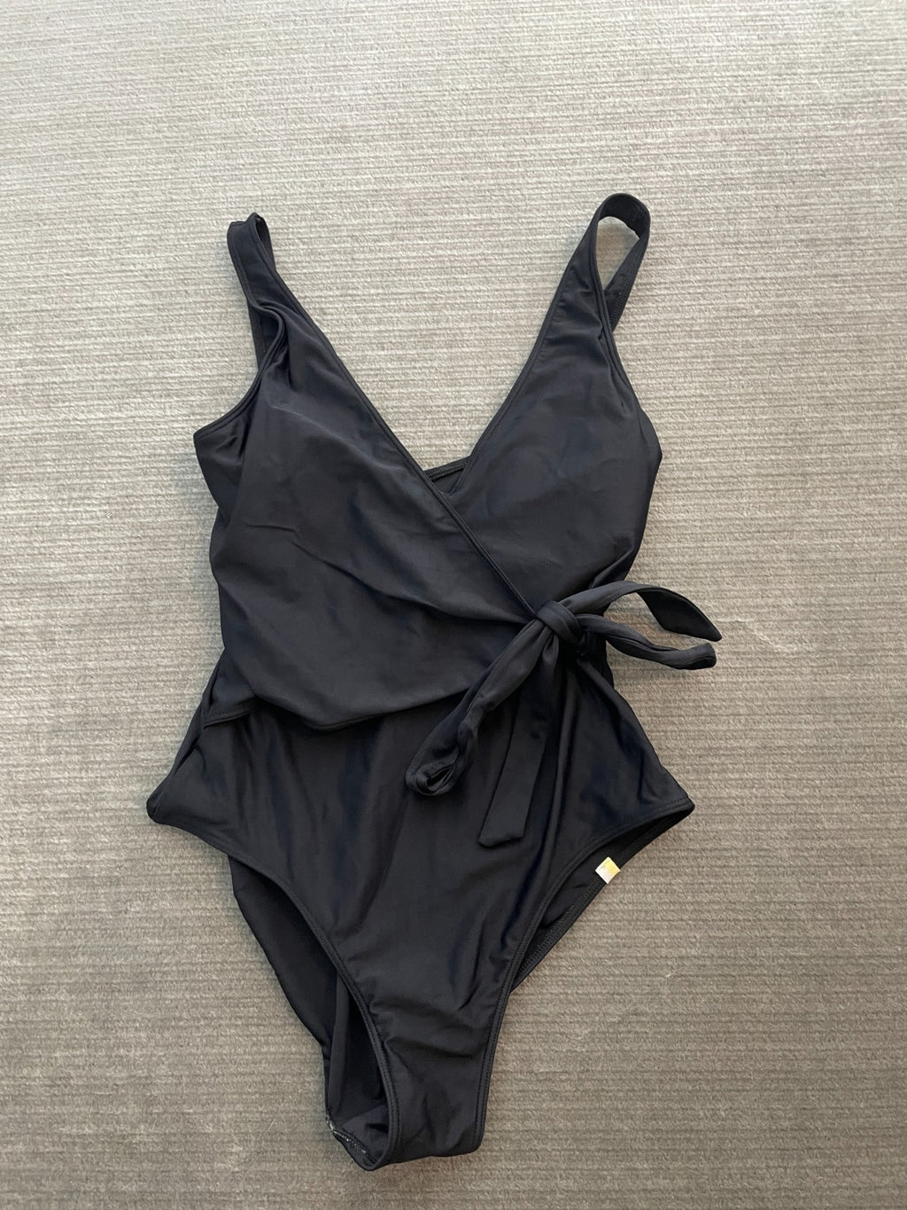 Summersalt The Perfect Wrap One Piece Swimsuit Black V-Neck Side Tie NEW