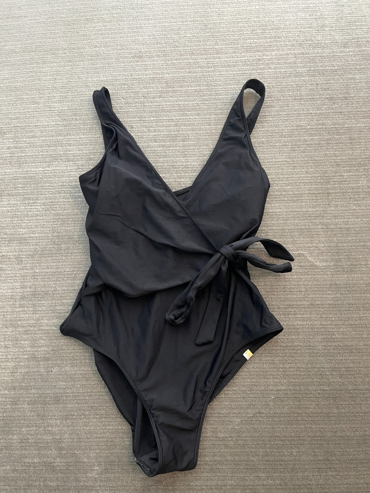 Summersalt The Perfect Wrap One Piece Swimsuit Black V-Neck Side Tie NEW