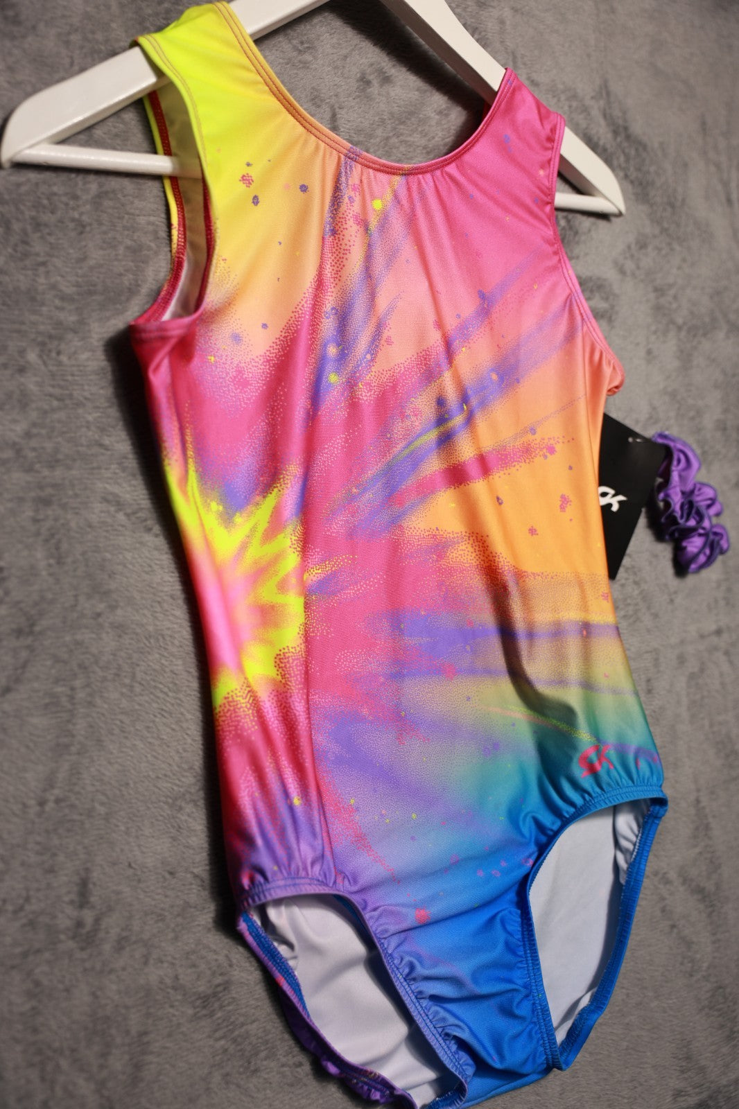 NEW Tie Dye Choice of Champions Gymnastics CL Elite Leotard w/ Scrunnci Size AL