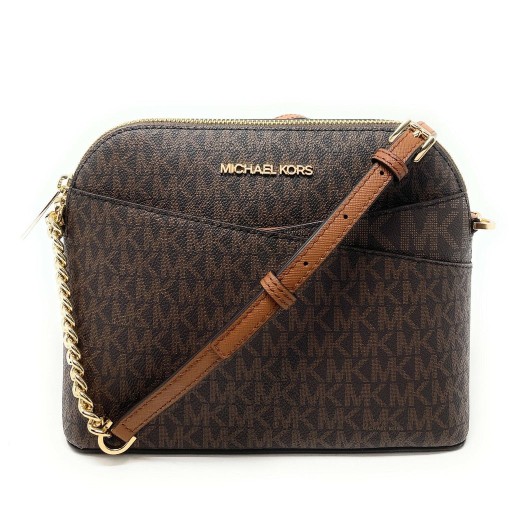 Michael Kors Jet Set Medium Crossbody Leather Handbag (BROWN) dome brand new