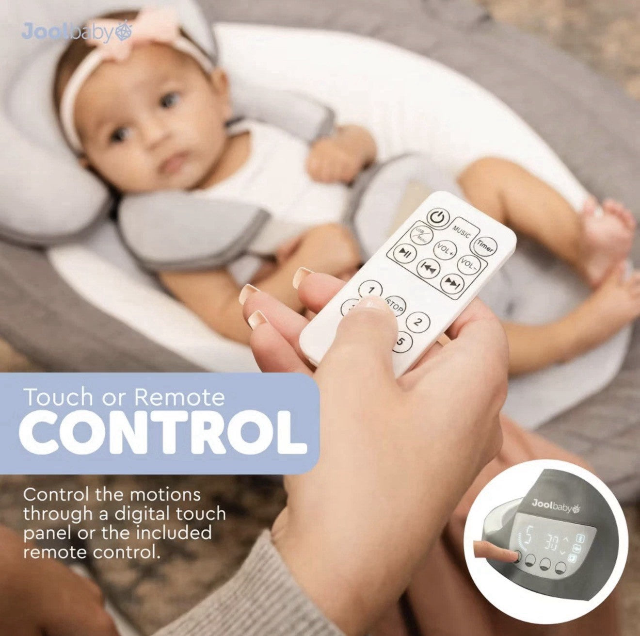 JOOL BABY Nova Signature Motorized Infant Baby Swing - Gray (2024 ver) Bluetooth