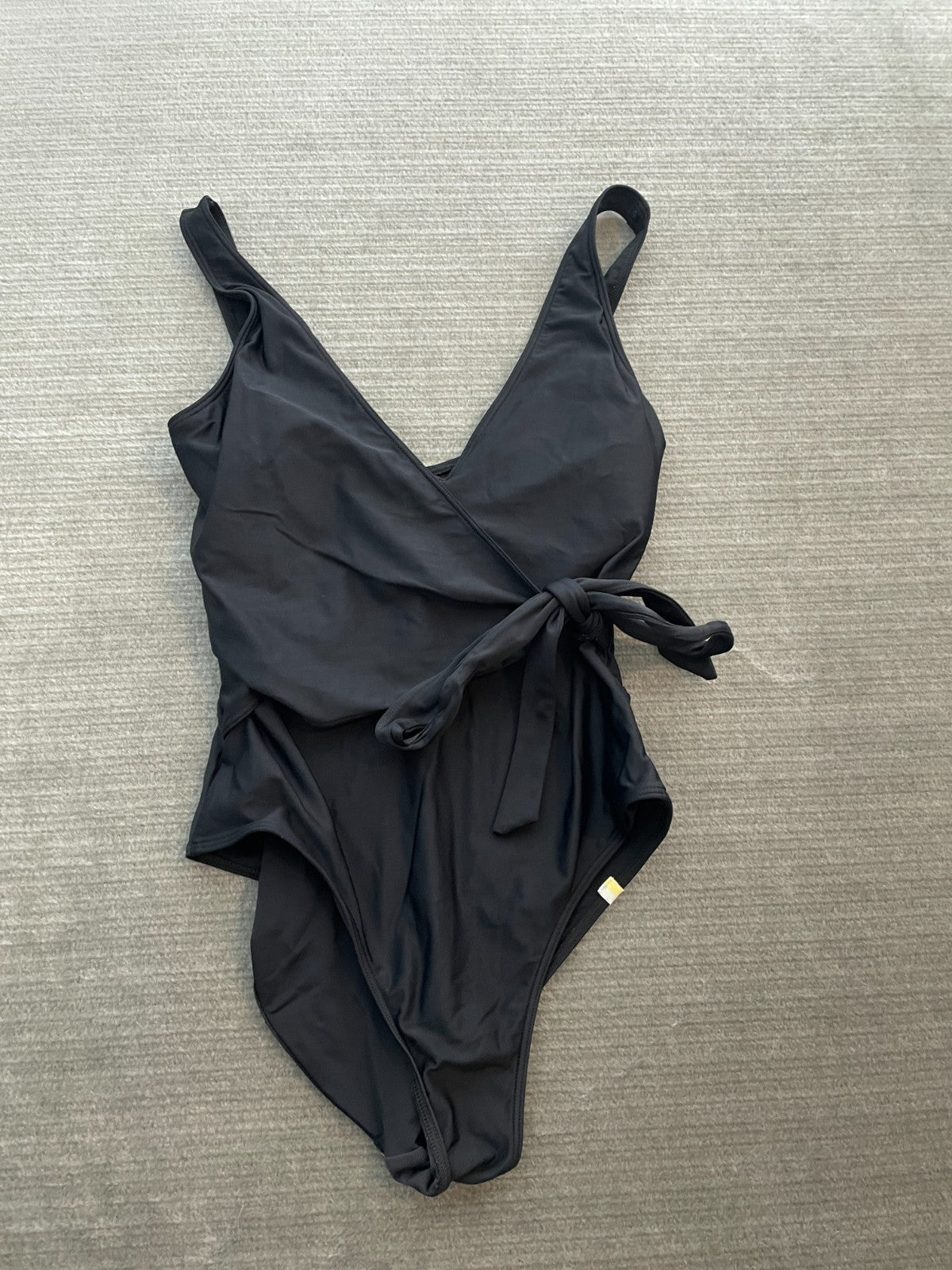 Summersalt The Perfect Wrap One Piece Swimsuit Black V-Neck Side Tie NEW