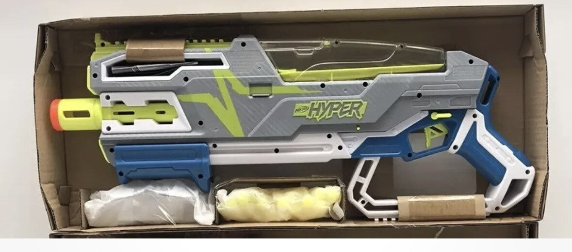 Nerf Hyper Siege-50 Pump-Action Blaster, 40 Hyper Rounds, Eyewear, Up to 110 FPS Velocity, Easy Reload, Holds Up to 50 Rounds
