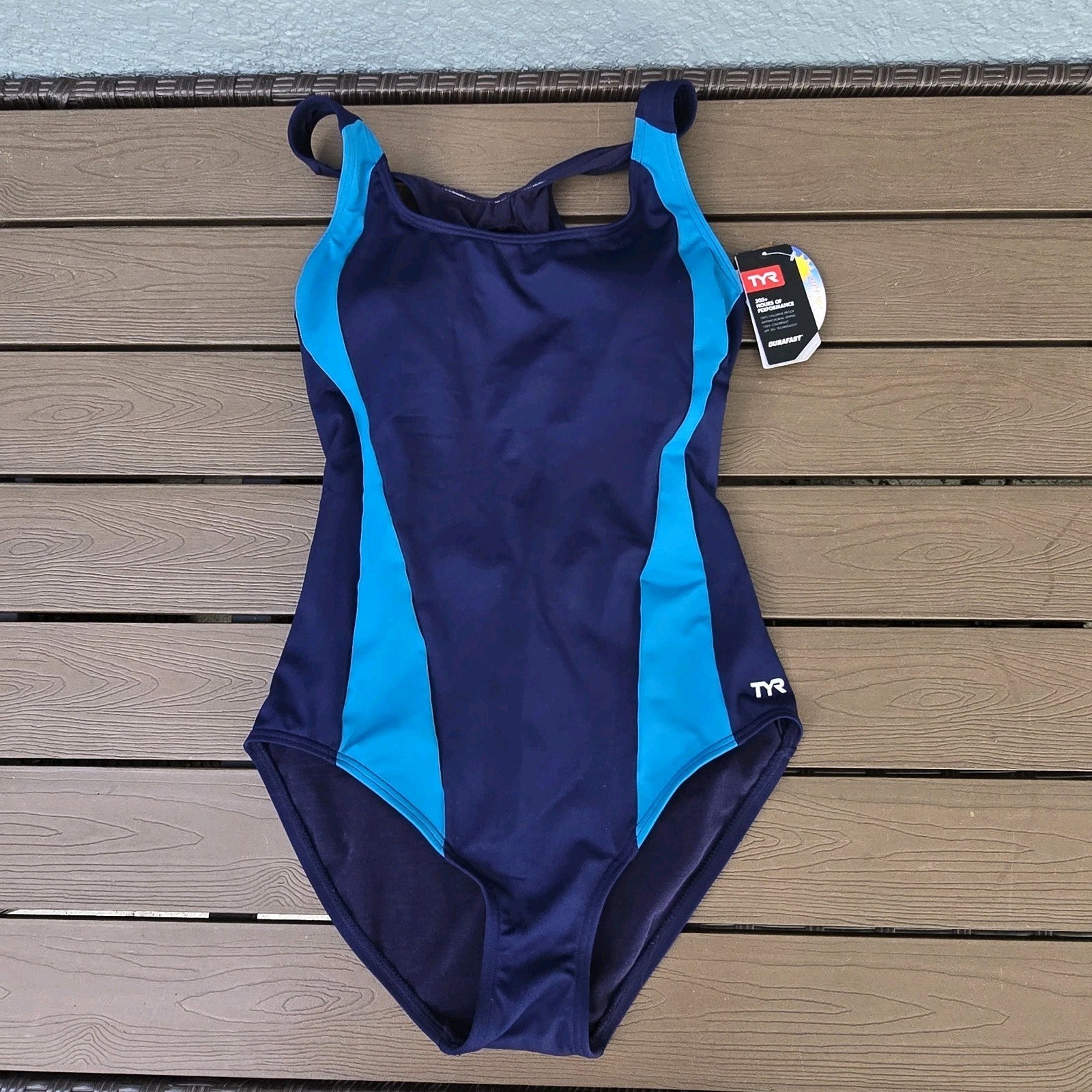 TYR Women's Durafast Elite Turq/Navy Max Splice Controlfit Swimsuit new