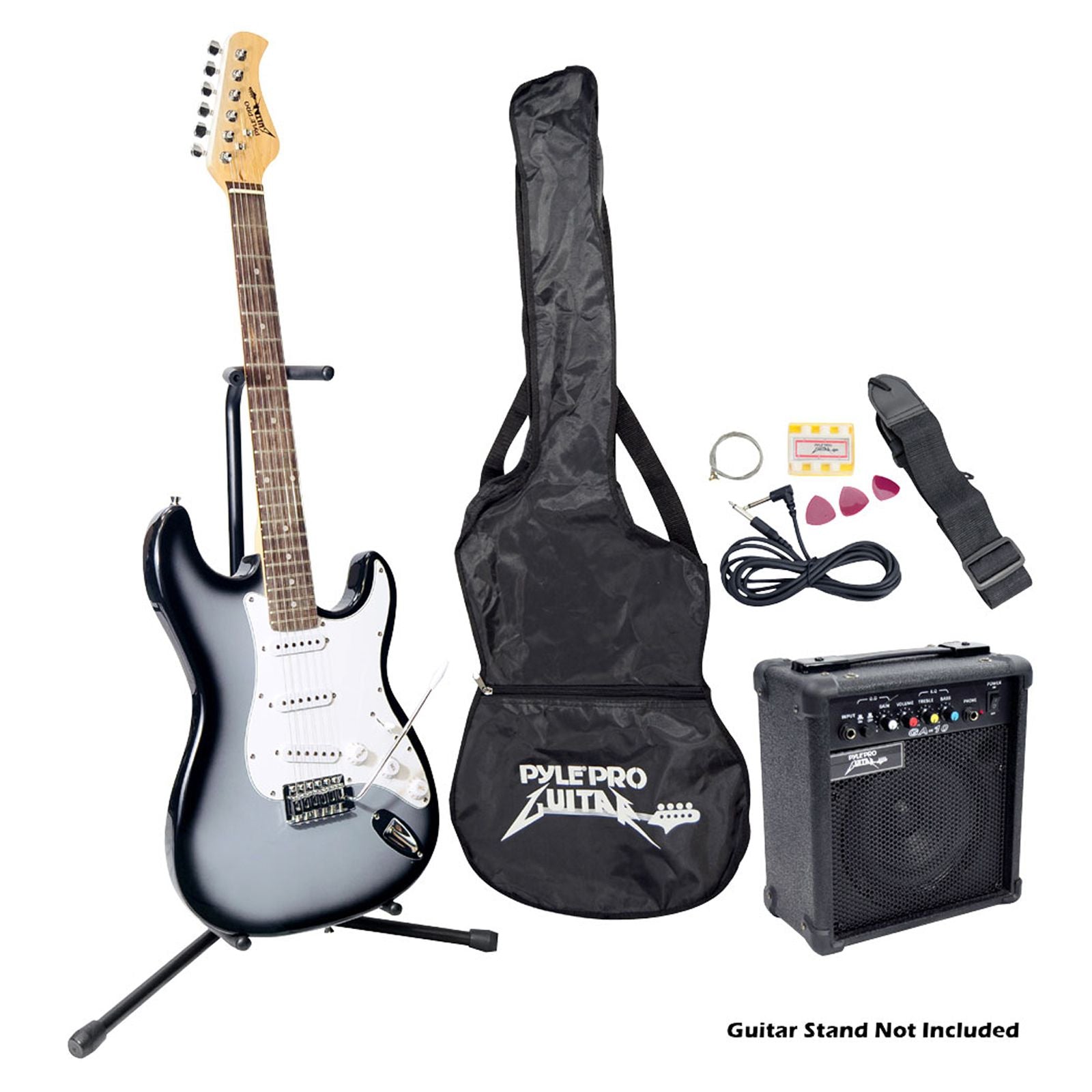 Pyle PEGKT15B - Beginners Electric Guitar Kit  Includes Amplifier & Accessories (Black)